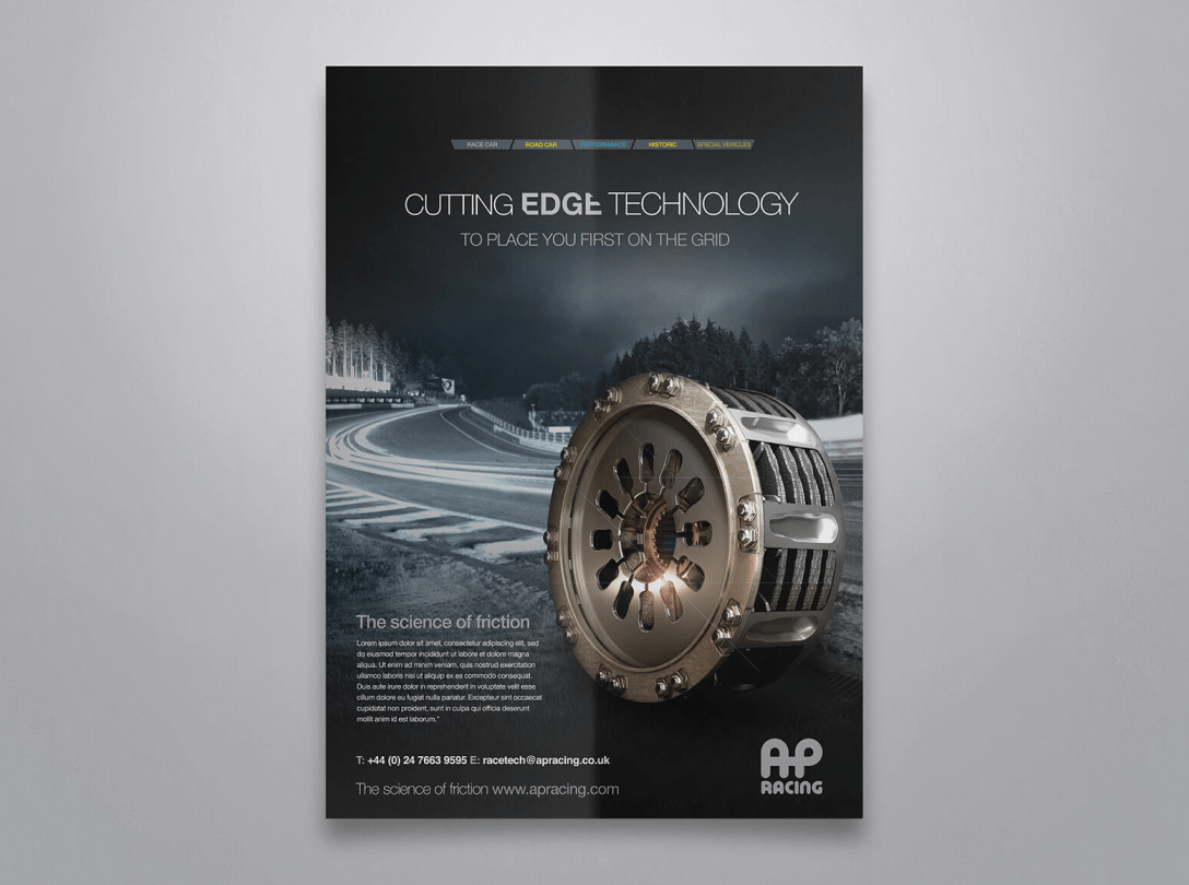 AP Racing print campaign design